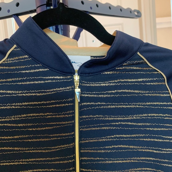 Greg Norman Navy Blue/Gold Print Golf Pants/Top Set sz S/P-4 - Picture 4 of 13